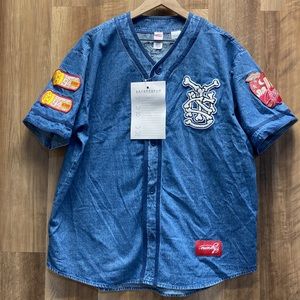 Supreme | Shirts | Supreme Patches Denim Baseball Jersey | Poshmark